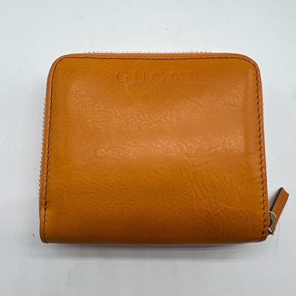 GUCCI washed soft calf Mari gold leather zip wallet 7618 - Picture 3 of 16